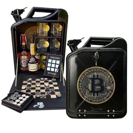 Kanisterbar 20 L Bitcoin mit Schach Brettspiel