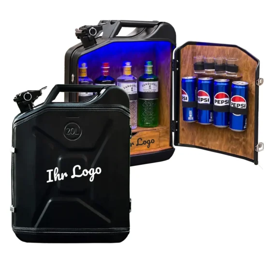 Personalisierte Kanisterbar 20 L Klassische Tür mit Holz Schublade